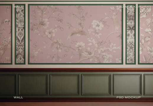 Elegant Floral Wallpaper Mockup PSD