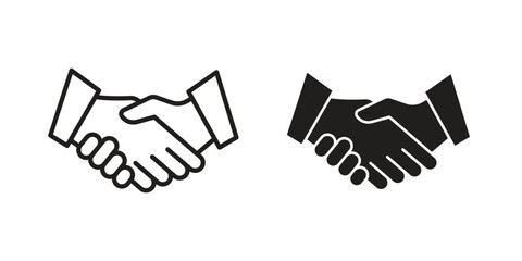 Fototapeta premium Handshake icons. Line Art Style Design Isolated On White