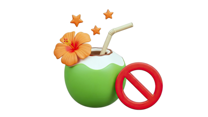 Coconut drink with no sign and hibiscus flower