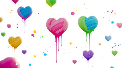 Colorful heart balloons floating