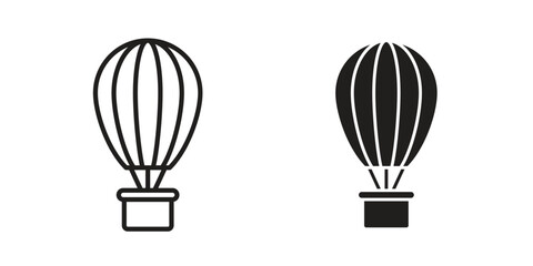 Naklejka premium Hot air balloon icons. Line Art Style Design Isolated On White