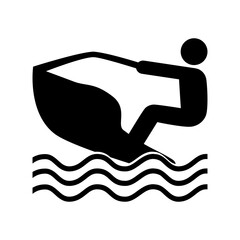 Jet ski icon, Person riding personal watercraft across waves, Water sport activity. Flat vector illustration design