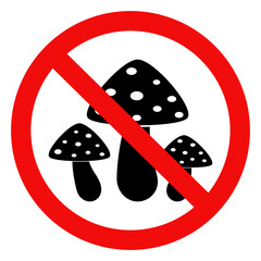 No mushroom sign, No fungal growth or signs of festering, antifungal symbol. Flat vector illustration design