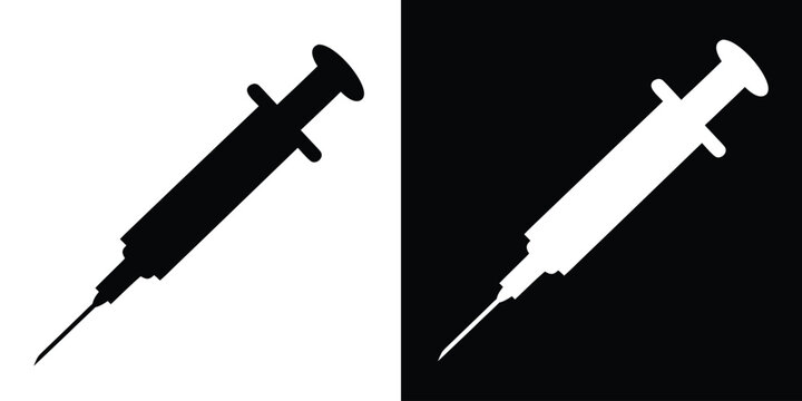 Syringe silhouette vector, Medical syringe icon. vector illustration