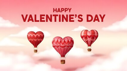 Happy valentine's day with heart balloons
