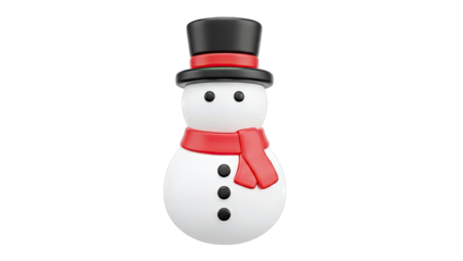 3D Cartoon Snowman with Top Hat and Scarf