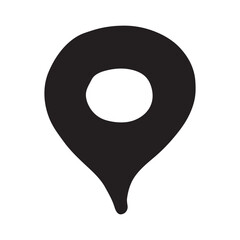 Hand drawn map pin Map marker pointer sign GPS and mapping tools Location pin symbol Pinpoint clipart in doodle style Single element for web, design