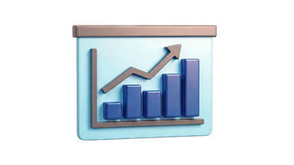 3D Bar Chart with Upward Arrow