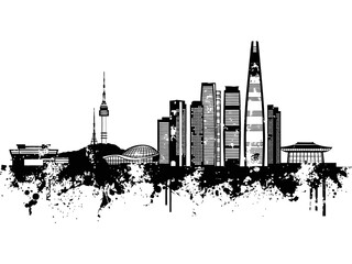 Obraz premium Seoul Skyline Grunge