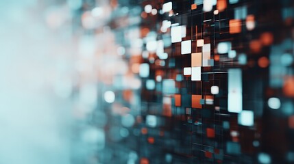 Abstract digital design featuring a blend of colorful blocks, creating a sense of depth and movement.