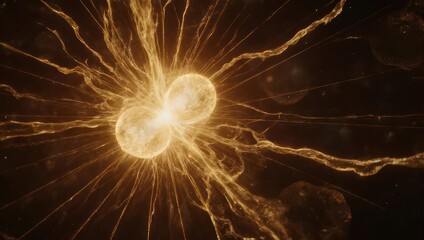 Quantum Entanglement Abstract Concept with Glowing Particles and Energy Connections.