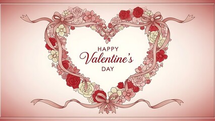 Beautiful Heart-Shaped Floral Arrangement Celebrating Valentine's Day with Ribbon Accents