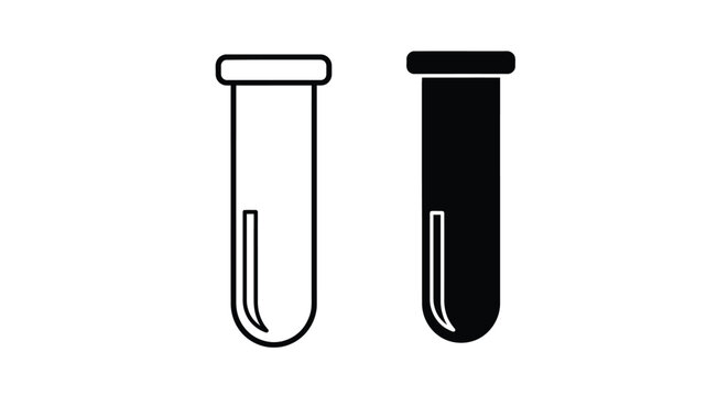 Black and white illustration of two test tubes on a plain background.
