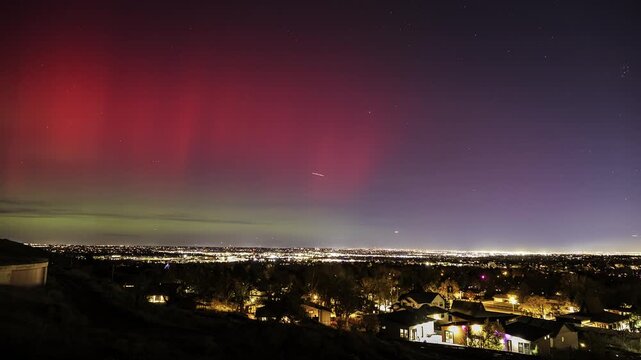 Aurora Borealis Over Denver, Colorado Night Sky Timelapse