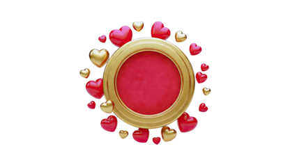 Gold Frame with Red and Gold Hearts