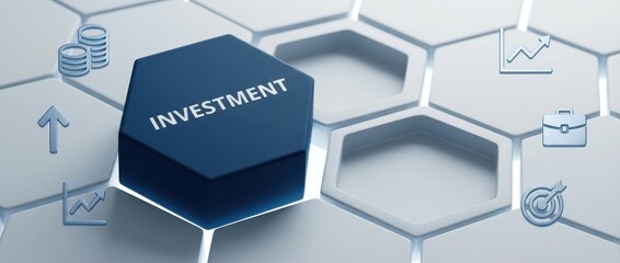 Investment Concept: Hand Placing Tile on Hexagon Grid for Finance
