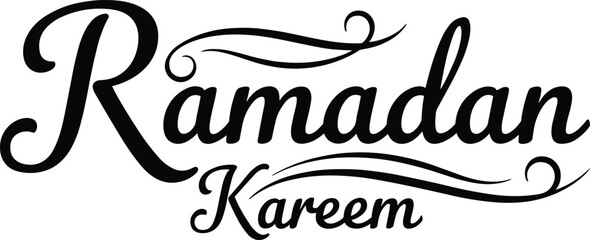 Ramadan Kareem elegant hand lettering typography with decorative flourishes for Islamic greeting cards and festive designs © Shamim