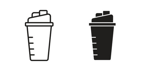Protein shake icons. Line Art Style Design Isolated On White