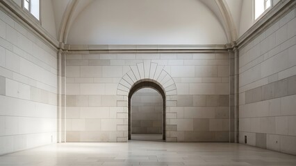 Empty square room with Architecture interior background empty arched pass