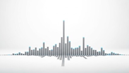 Minimal audio waveform made of vertical bars on white background, representing sound levels, equalizer display, and digital music visualization for editing, mixing, or branding


