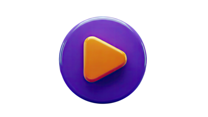 3D Play Button Icon on White Background