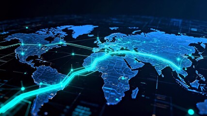 Global network connections on digital map - Powered by Adobe