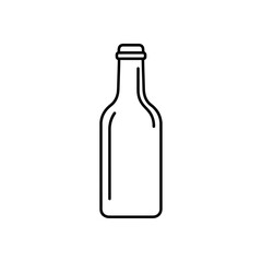 Minimalist outline of a glass bottle with cap, isolated on white background