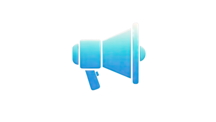 Blue Megaphone Icon on White Background