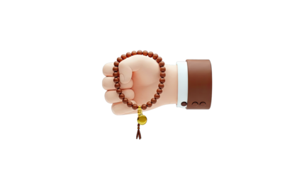 Cartoon hand holding prayer beads