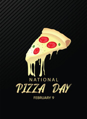 National Pizza Day Celebration Vector Poster Featuring Delicious Fresh Cheese Slice Artwork