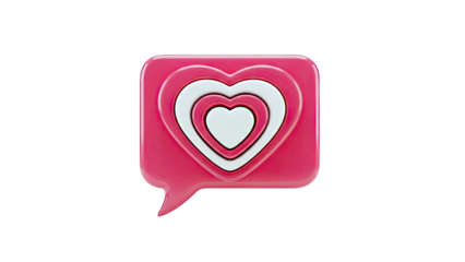 Pink Heart Speech Bubble Icon on White Background