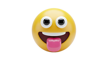 Smiling Emoji Sticking Out Tongue on White Background