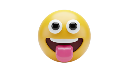 Smiling Emoji Sticking Out Tongue on White Background
