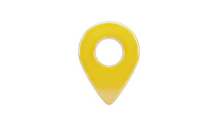 Yellow Location Pin Icon on White Background