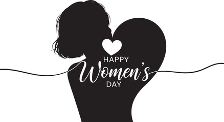 Happy women's day celebration silhouette isolated on transparent background