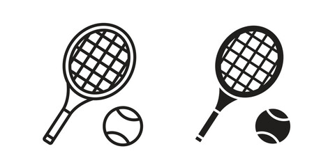 Tennis icons. Line Art Style Design Isolated On White