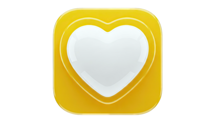 Yellow Rounded Square Icon with White Heart