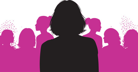 International women's day celebration silhouette isolated on transparent background