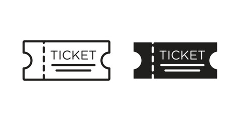 Ticket icons. Line Art Style Design Isolated On White