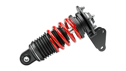 Automotive Shock Absorber with Red Coil Spring