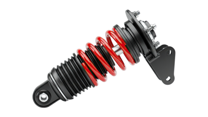 Automotive Shock Absorber with Red Coil Spring
