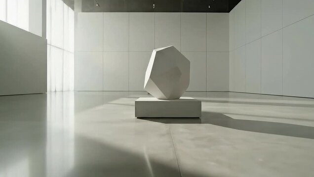 Minimalist Art Gallery - Modern Sculpture in White Space.