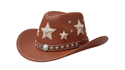 Brown Cowboy Hat with Star Embellishments