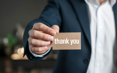Businessman expressing gratitude