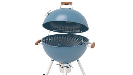 Blue Kettle Grill with Open Lid