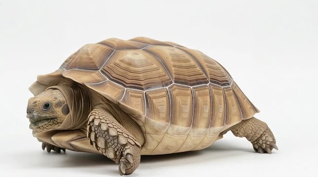 Gentle Tortoise Portrait On White Background For Nature, Education, And Stock Photography Media Projects