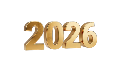 Gold 3D Numbers 2026