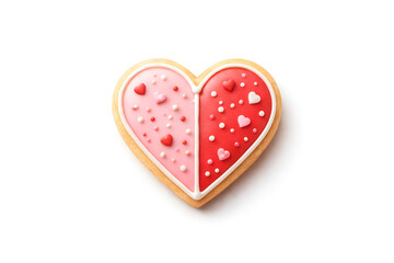 Valentine Heart Sugar Cookie with Pink Icing Isolated on White Background