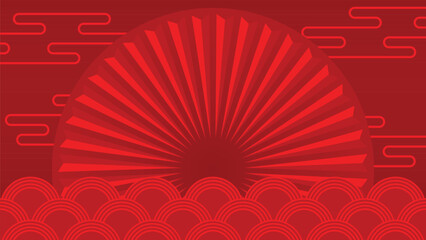 Background illustration of Chinese New Year celebrations, featuring a red color scheme.