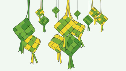 Ketupat Decorations Hanging Festive Celebration Eid Mubarak Ramadan Islamic Tradition